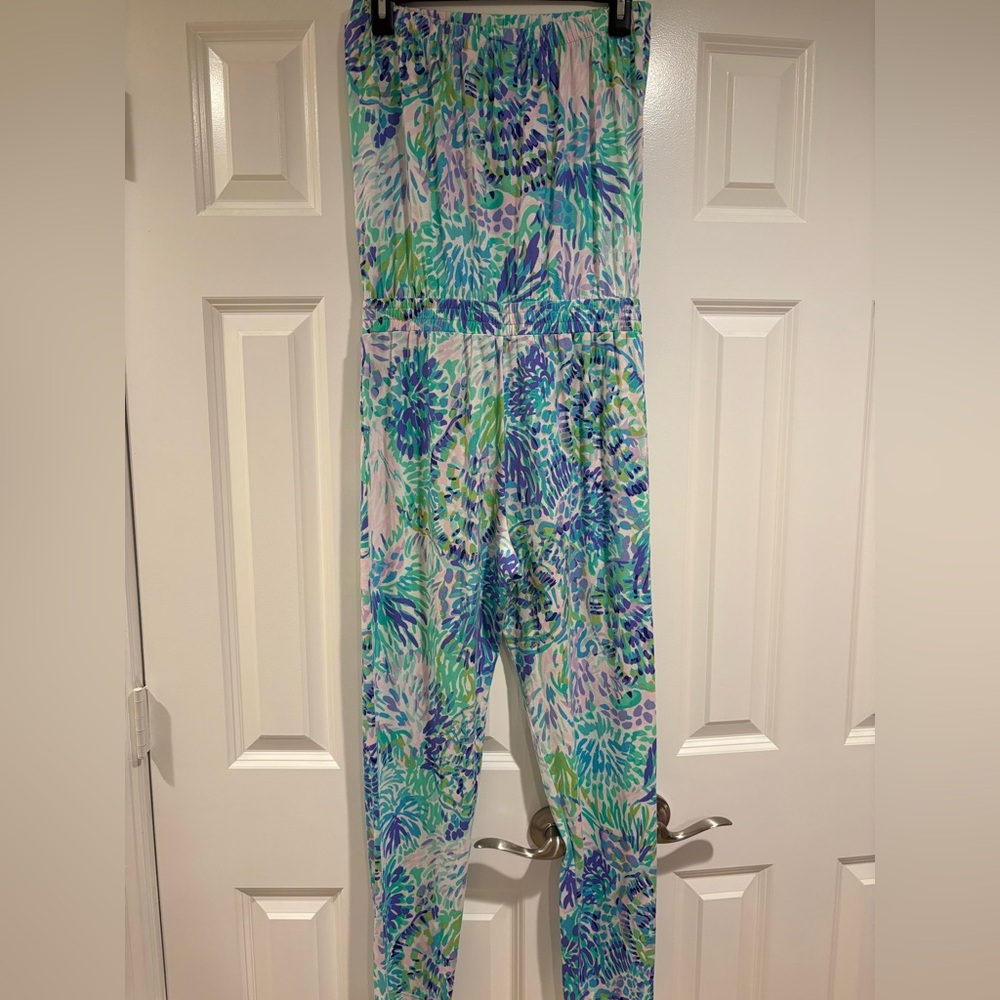 Lilly Pulitzer Strapless Keely Jumpsuit Multi Shell Of A Party Size Small - Picture 3 of 5
